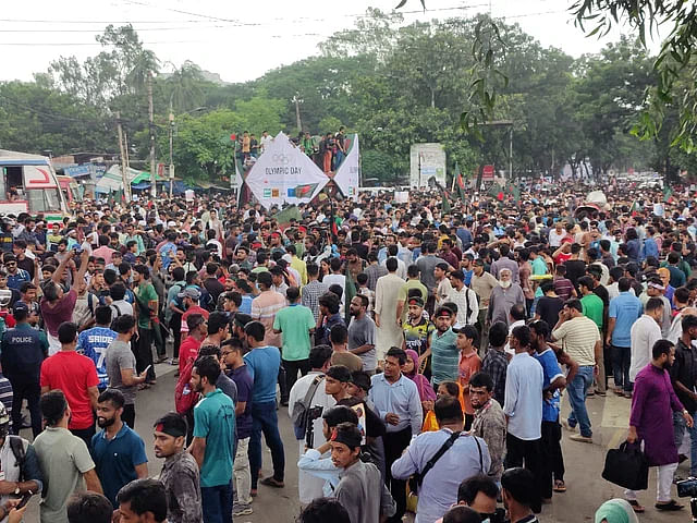 Protesting students have taken position at zero point on 14 July 2024.